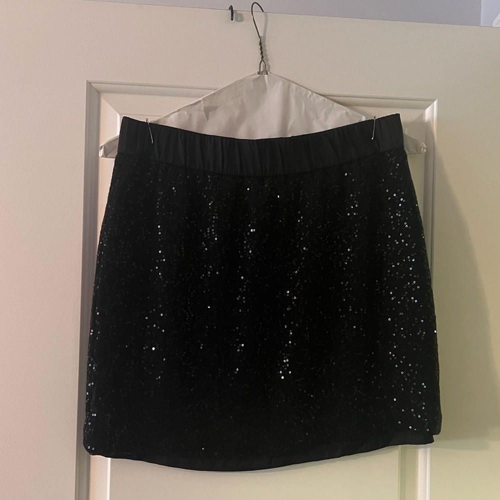 LOFT Black Sequin Mini Skirt